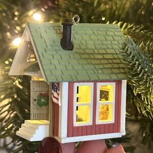 Vintage 1985 Hallmark Schoolhouse Ornament Play Tonight Teacher Light Hole